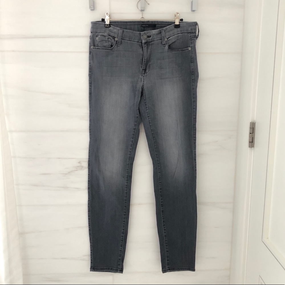 Fidelity Denim Ace Mid-Rise Ultra Slim Gray Stretchy Skinny Jeans